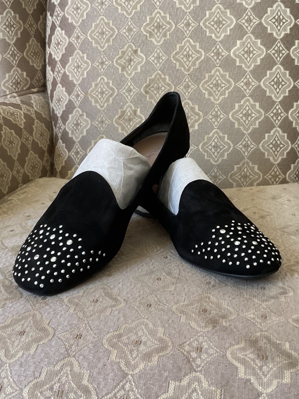 NEW Franco Sarto Studded Suede Smoking Flats Loafers - New Without Box Size 9
